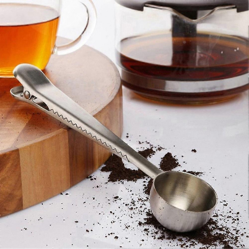 Durable Stainless Steel Kitchen Coffee Measuring Spoon Bag Sealing Clip Spoon