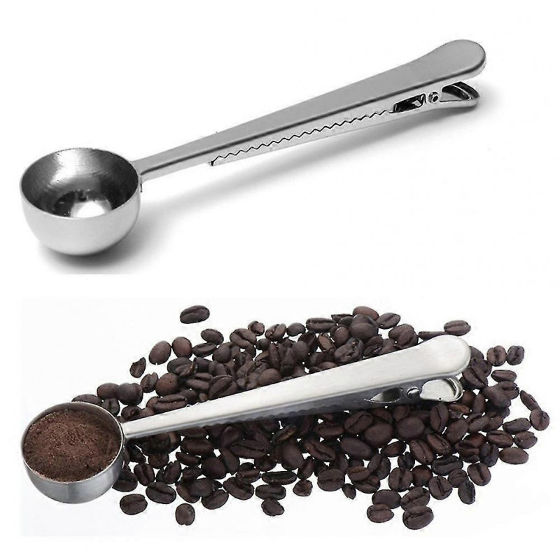 Durable Stainless Steel Kitchen Coffee Measuring Spoon Bag Sealing Clip Spoon
