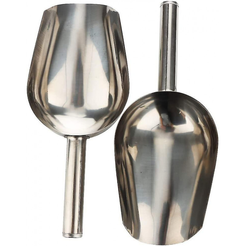 2 Pcs Dog Food Scoop Stainless Steel Feed Scooper For Home Pet Food (1 1/2 Cup, 12-ounce) - -