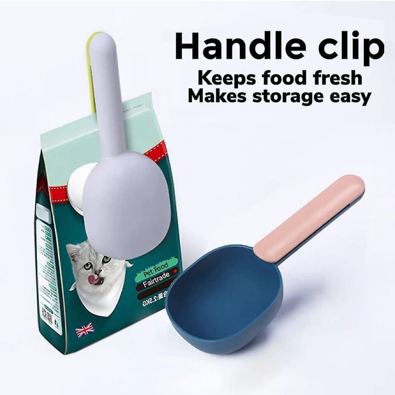 5pcs Pet Food Scoop & Clip, Cat Food Scoop Measuring Scoop Plastic Scoop, Dog Food Scoop
