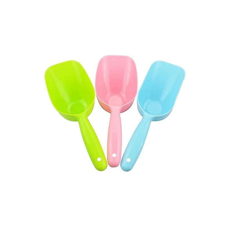 3 Pieces Plastic Handle Pet Dog Cat Food Feeder Shovel Scoop Cat Litter Scoops, 3 Colors