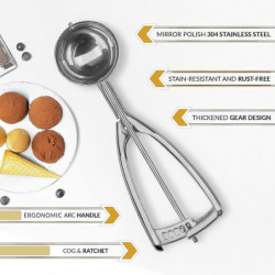 Ice Cream Scoops With Easy Trigger - Large Sized (6.3cm) 304 Stainless Steel Cookie Scoop Ice Cream Scoops With Easy Trigger - Large Sized (6.3cm) 304 Stainless Steel Cookie Scoop