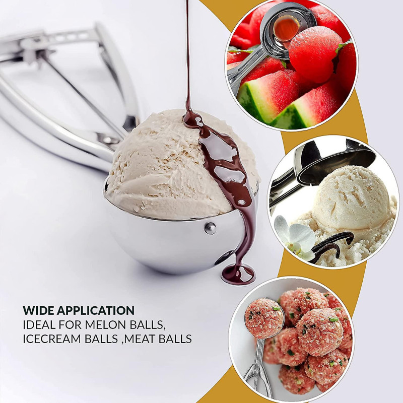 Ice Cream Scoops With Easy Trigger - Large Sized (6.3cm) 304 Stainless Steel Cookie Scoop