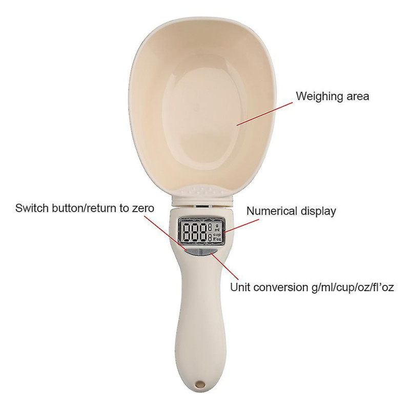 Pet Food Scale Cup With Led Display 800g/1g Measuring Scoop Cup Pet Feeder