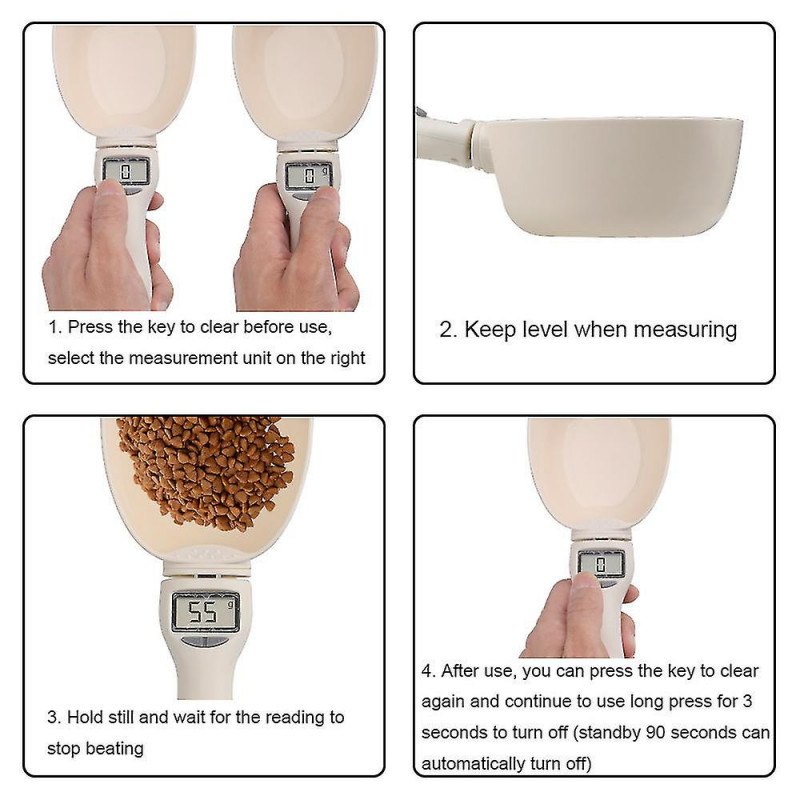 Pet Food Scale Cup With Led Display 800g/1g Measuring Scoop Cup Pet Feeder