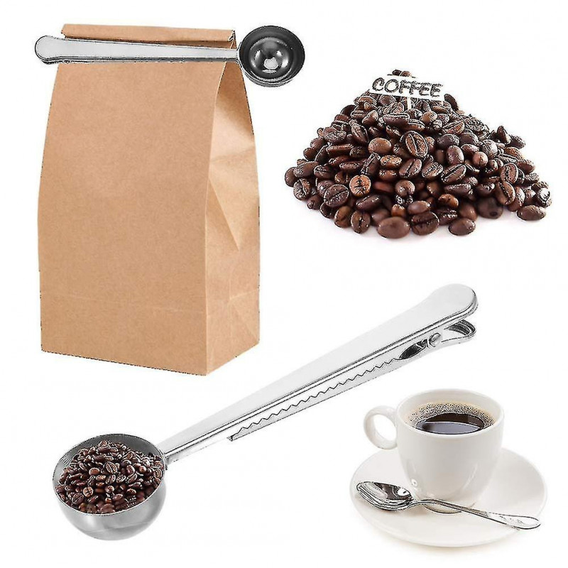 Coffee Measuring Spoon Sealing Clip, Coffee Bag Clip Stainless Steel Ground Coffee Coffee Scoop Spoon With Bag [...]