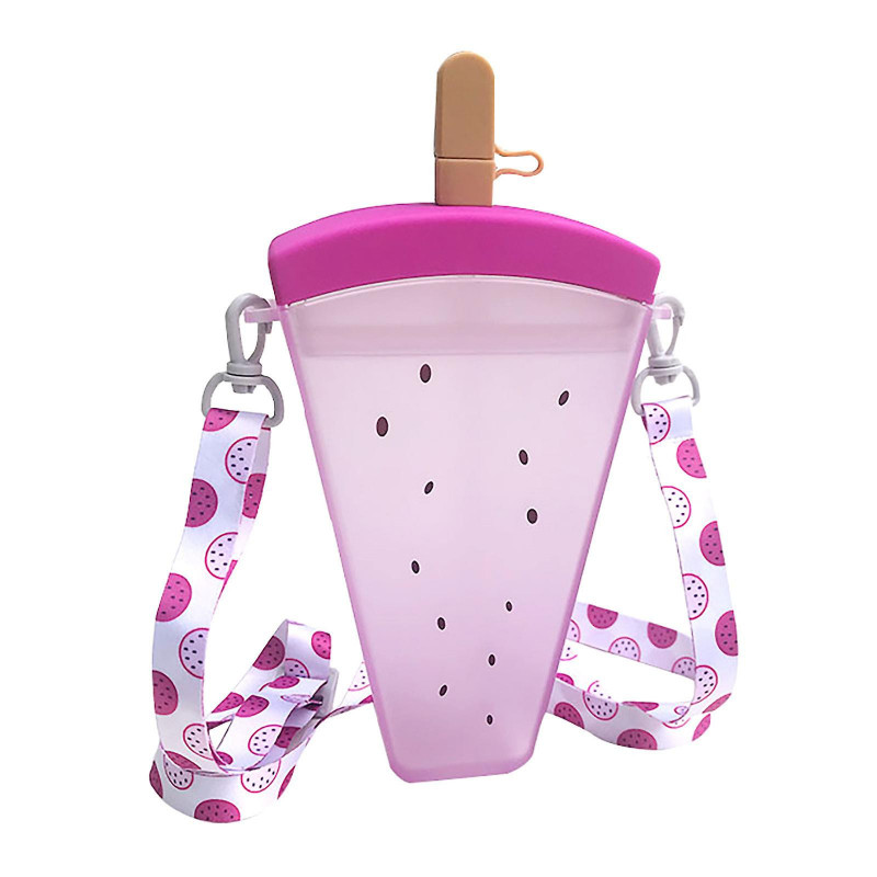 Kitchen Goodies Cute Popsicle Water Cup Fruit Water Cup Portable Plastic Water Cup With Lanyard
