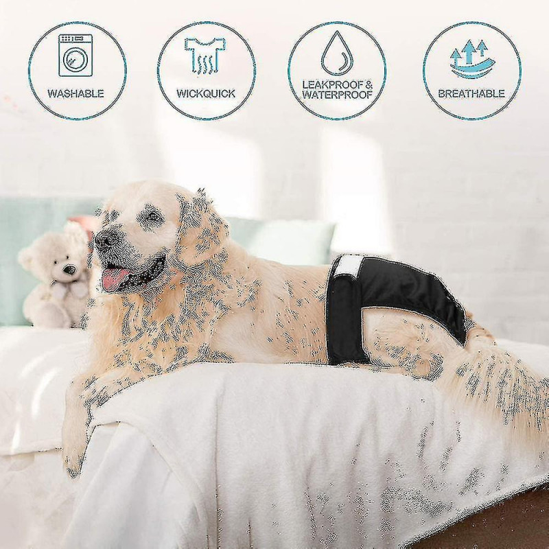 Lot De 3 Couches Réutilisables Lavables Pour Chiens, Culottes Pour Chiens Très Absorbantes-YUHAO