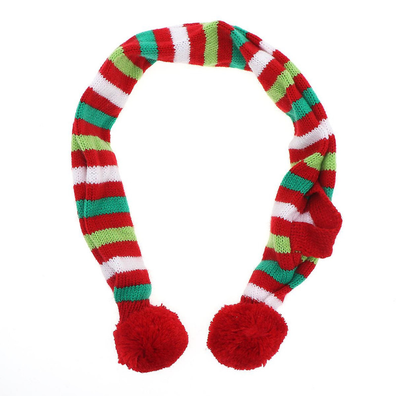 Stripe Pattern Puppy Cat Scarf Christmas Collar Pet Christmas Scarf For Dogs Pets Puppy Size M