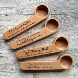 Coffee Measuring Scoop 2-In-1 Wood Engraved Coffee Scoop and Bag Clip Coffee Spoon Coffee Measuring Scoop 2-In-1 Wood Engraved Coffee Scoop and Bag Clip Coffee Spoon