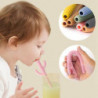 Cartoon Cactus Silicone Straw Striped Shape Baby Drinking Water Assist Reusable Food Grade Silicone