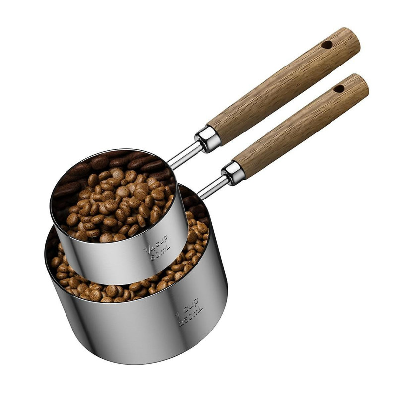 Stainless Steel Dog Food Scoop with Two-Pack Measuring-Cup: 1CUP and 1/4CUP-Perfect for Precise Pet