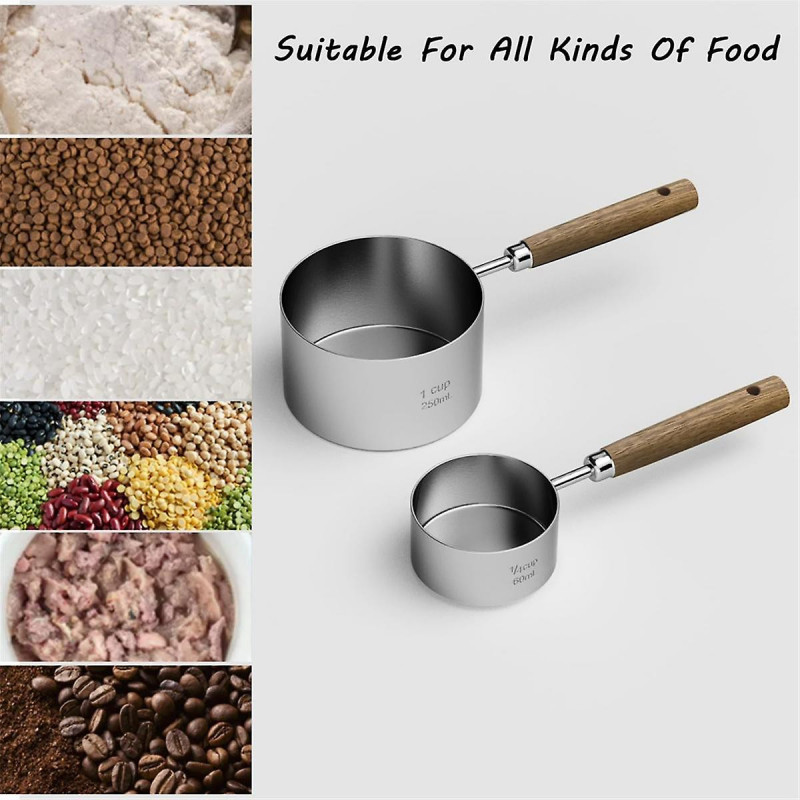 Stainless Steel Dog Food Scoop with Two-Pack Measuring-Cup: 1CUP and 1/4CUP-Perfect for Precise Pet