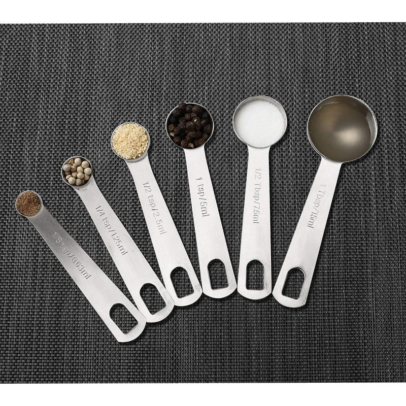 Tasse à mesurer et cuillère en acier inoxydable avec règle à mesurer, cuillère avec clip, 5 tasses à mesurer et 6