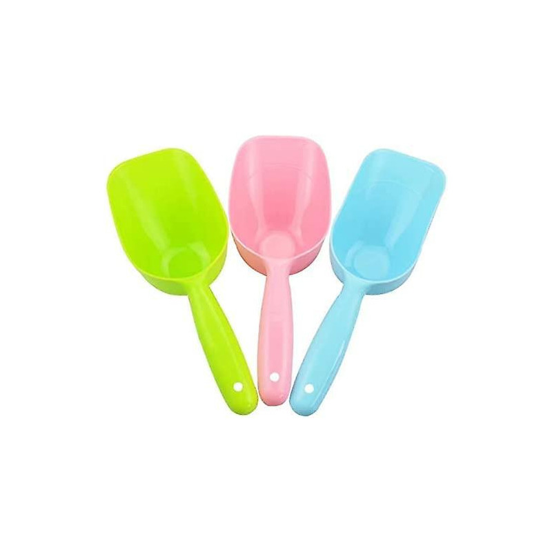 3 Pieces Plastic Handle Pet Dog Cat Food Feeder Shovel Scoop Cat Litter Scoops, 3 Colors