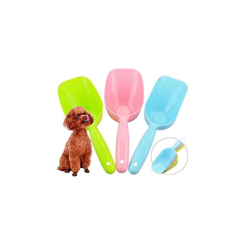 3 Pieces Plastic Handle Pet Dog Cat Food Feeder Shovel Scoop Cat Litter Scoops, 3 Colors