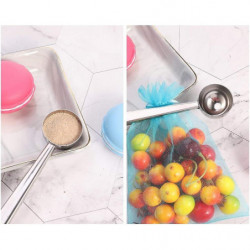 Sealing Clip, Coffee Bag Clip Stainless Steel Ground Coffee Coffee Scoop Spoon with Bag Sealing Clip 2 in 1 Dual- [...]