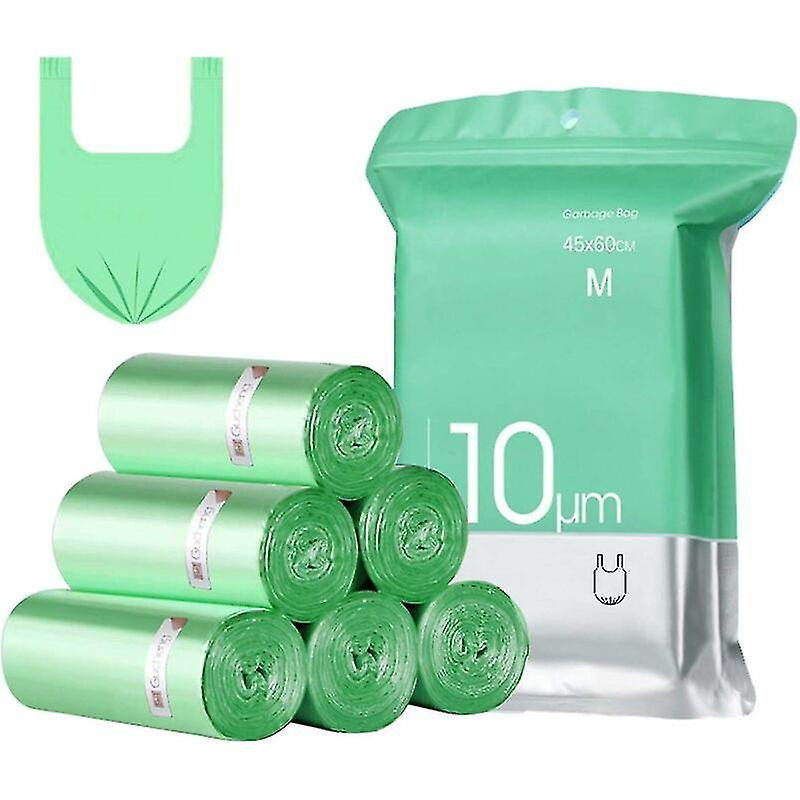 100 Trash Bags, 15-20L, Ultra-Resistant, Leak-Proof, With Handle Green 45X60cm