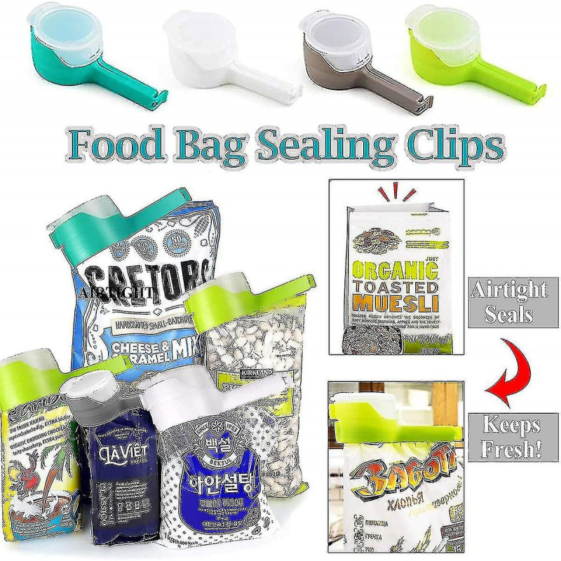 8 Pcs Food Bag Sealing Clip With Pour Spout(random Color)