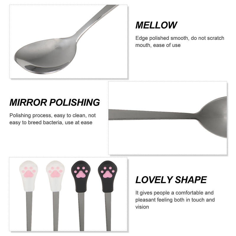 4Pcs Dog Cat Spoon Pet Can Spoon Stainless Steel Pet Food Spoon Cat Claw Spoon