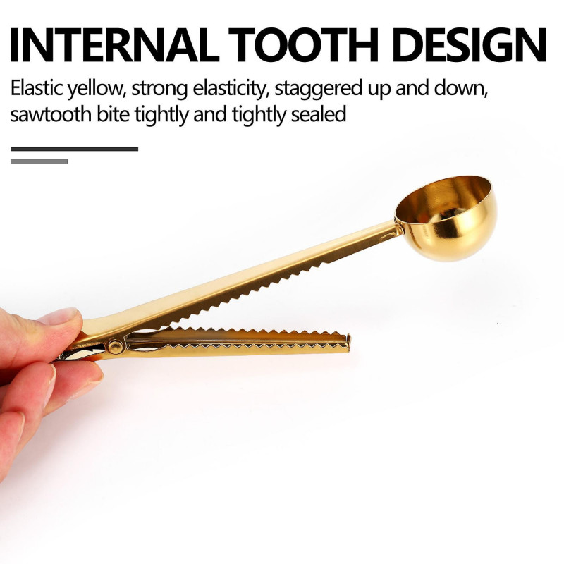 Coffee Measuring Spoon Sealing Clip,3 Pack Stainless Steel Long Handle Coffee Scoops,Sealing Clip 2