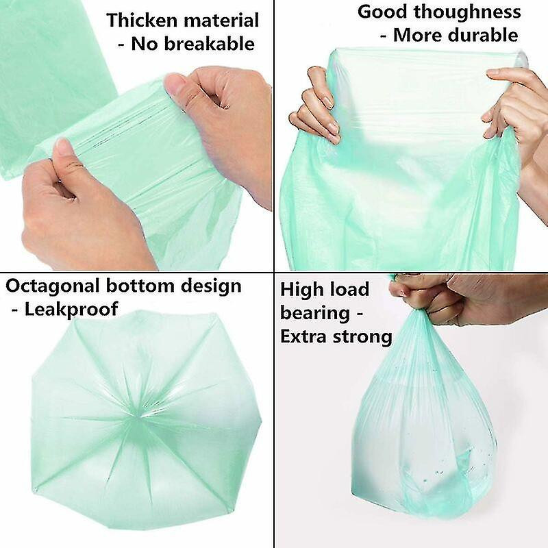 100 Trash Bags, 15-20L, Ultra-Resistant, Leak-Proof, With Handle Green 45X60cm
