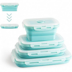 Boîtes de stockage de nourriture pliables 4 Pcs Boîtes de stockage de nourriture pliables Silicone Boîtes de stockage de nourriture pliables 4 Pcs Boîtes de stockage de nourriture pliables Silicone