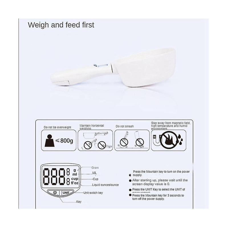 Pet Food Scale Electronic Measuring Tool Dog Feeding Bowl Measuring Spoon Kitchen Scale Digital Dis