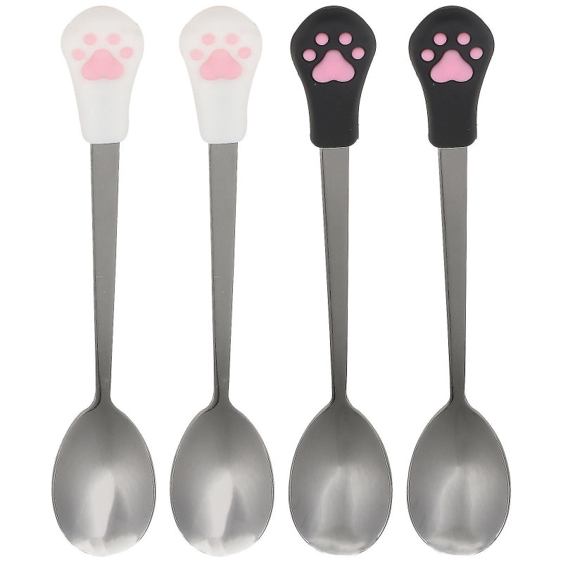 4pcs Dog Cat Spoon Pet Can Spoon Stainless Steel Pet Food Spoon Cat Claw Spoon