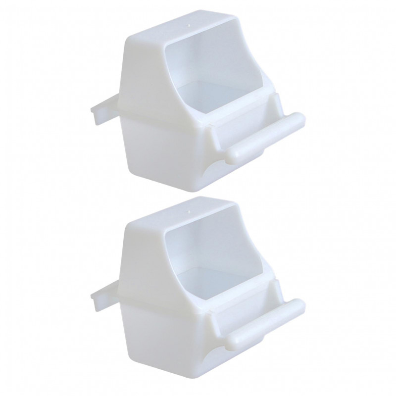 2pcs Bird Feeding Drinking Boxes Convenient Easy-to-clean Detachable Hanging Design Bird Food Boxes Parrot Supply Mengxi