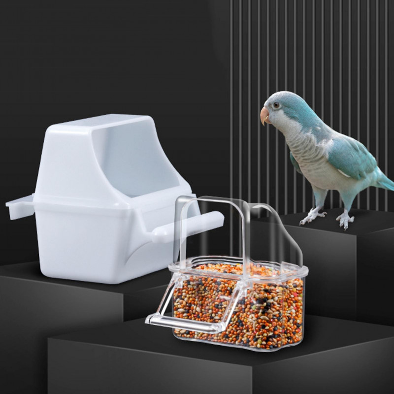 2pcs Bird Feeding Drinking Boxes Convenient Easy-to-clean Detachable Hanging Design Bird Food Boxes Parrot Supply Mengxi