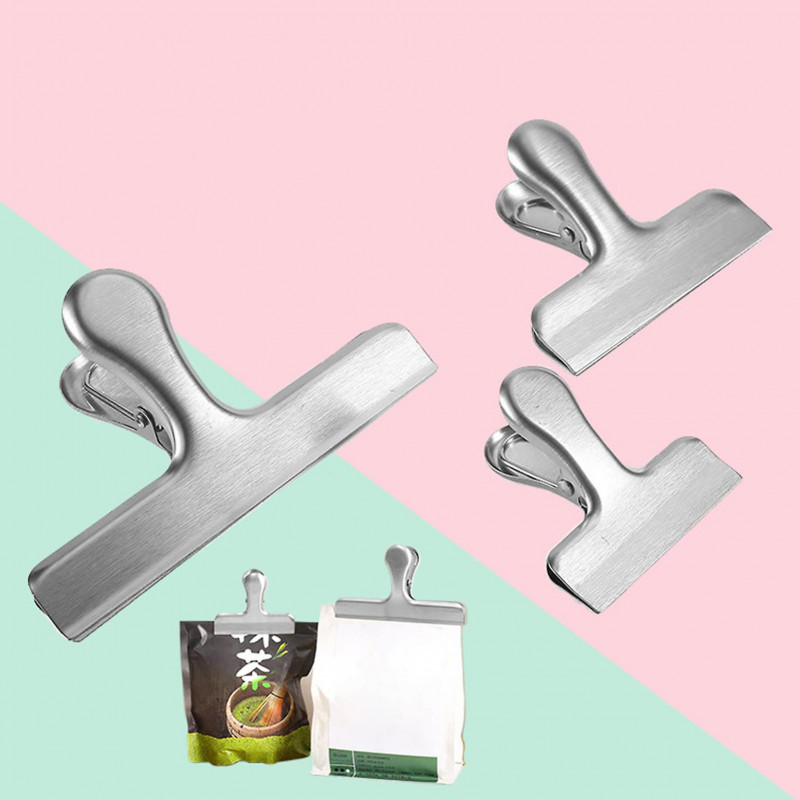 Stainless Steel Photo File Clamp Compact Size Anti-deformed Unfinished Snacks Sealing Bag Clip Kitchen Tool