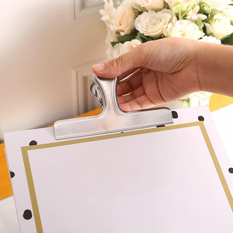 Stainless Steel Photo File Clamp Compact Size Anti-deformed Unfinished Snacks Sealing Bag Clip Kitchen Tool