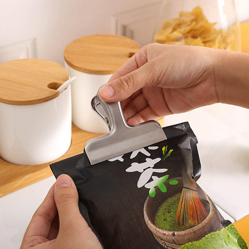 Stainless Steel Photo File Clamp Compact Size Anti-deformed Unfinished Snacks Sealing Bag Clip Kitchen Tool