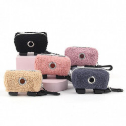 Portable Dog Waste Bag Dispenser Poop Bag Fit Any Dog Bags Cute Lamb Wool Soft