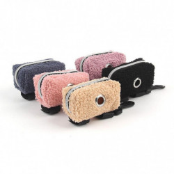 Portable Dog Waste Bag Dispenser Poop Bag Fit Any Dog Bags Cute Lamb Wool Soft