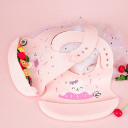 Baby Cartoon Rabbit Bibs Waterproof Food Grade Silicone Feeding Food Catchernewborn Infant Adjustable Apron With Pocket Baby Cartoon Rabbit Bibs Waterproof Food Grade Silicone Feeding Food Catchernewborn Infant Adjustable Apron With Pocket