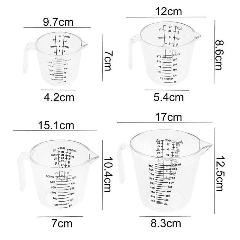 150ml/300ml/600ml/1000ml Measure Liquid Jug Transparent Ergonomic Handle Food Grade Large Capacity High Accuracy [...]