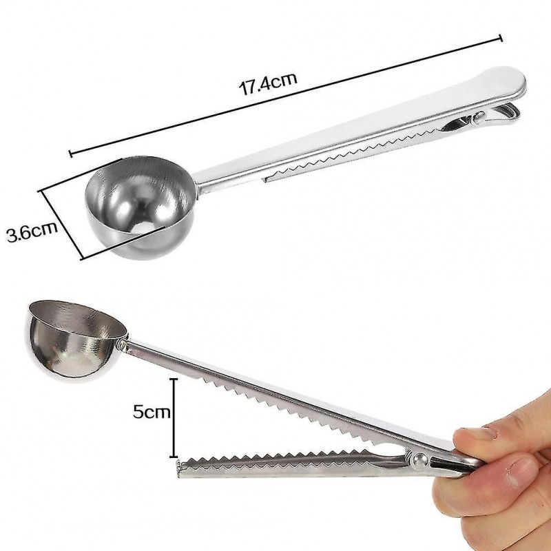Coffee Measuring Spoon Sealing Clip, Coffee Bag Clip Stainless Steel Ground Coffee Coffee Scoop Spoo