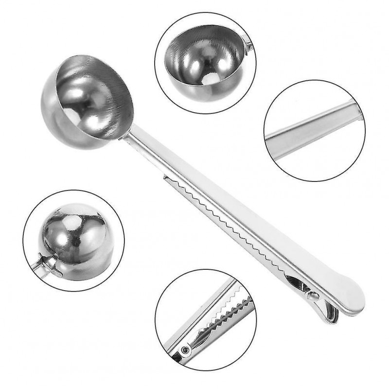 Coffee Measuring Spoon Sealing Clip, Coffee Bag Clip Stainless Steel Ground Coffee Coffee Scoop Spoo