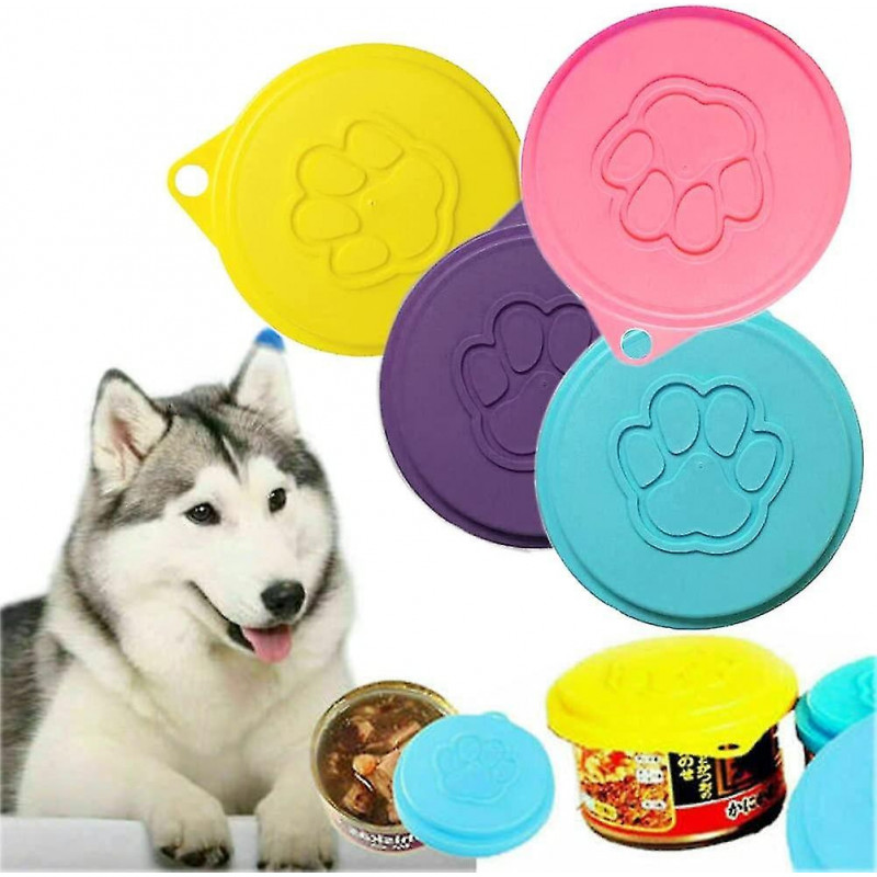 4pcs Boîte de nourriture pour animaux de compagnie Couvercles en plastique Capuchons pour boîtes Universal Dog Cat [...]