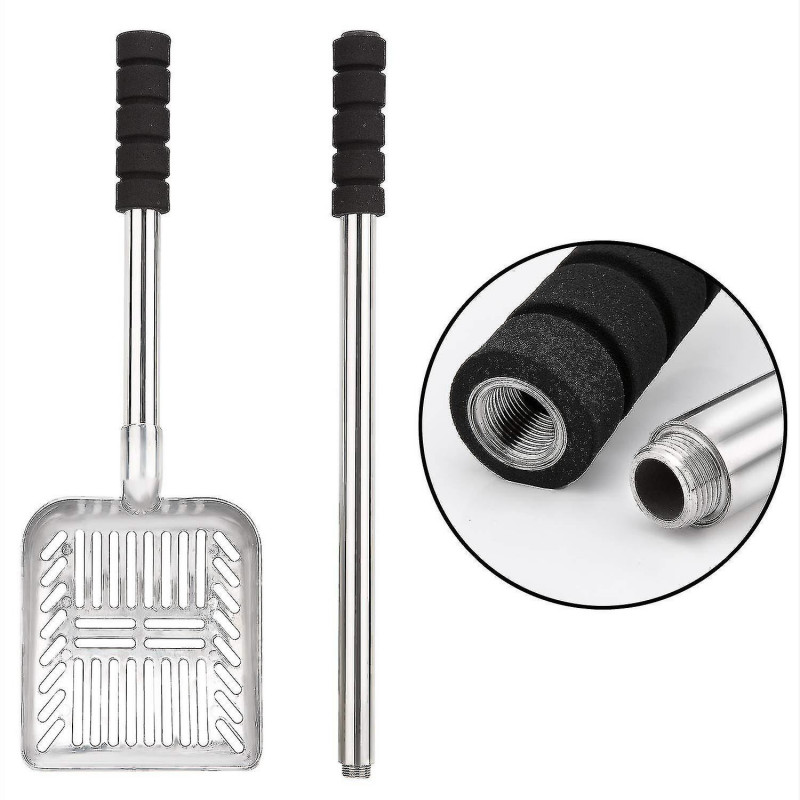Pelle en métal avec pelle profonde et long manche Tamis antiadhésif amovible en acier inoxydable avec mousse G