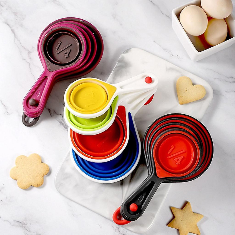 Collapsible Food Grade Silicone Measuring Cup For Space Saving Easy To Clean