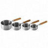 4Pcs Measuring Spoon with Wooden Handle Food Grade BPA Free Polished Surface Reusable Measuring Cup Set Cooking Tool