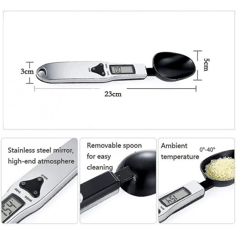 2024Kitchen Digital Food Scale Spoon, Electronic Measuring Weighing Spoon with LCD Display 500g/0.1g