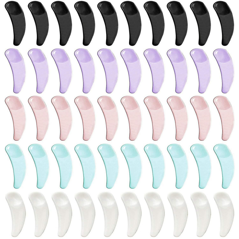 100 Pcs Mini Curved Cosmetic Scoop Makeup Mask Plastic Spoon Multicolor Disposable Curved Cosmetic Spatula Spoon