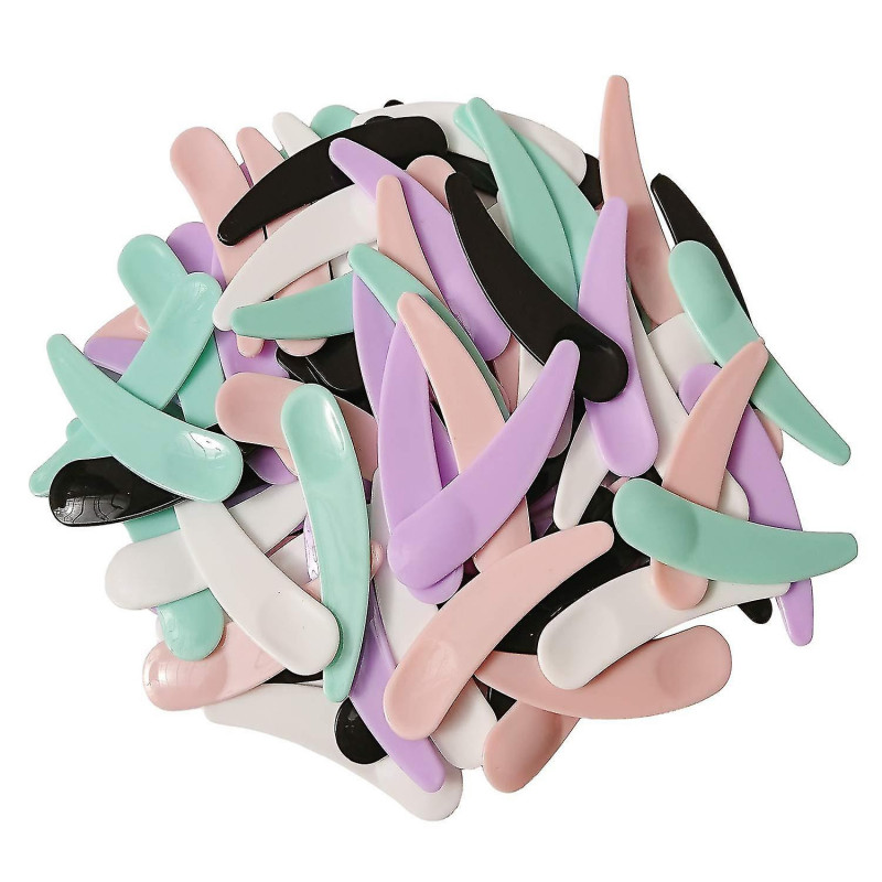 100 Pcs Mini Curved Cosmetic Scoop Makeup Mask Plastic Spoon Multicolor Disposable Curved Cosmetic Spatula Spoon