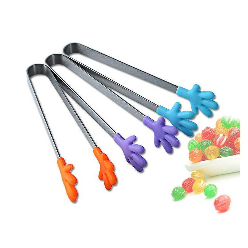 Clip en silicone pour petite paume Mini pince alimentaire en acier inoxydable Pince à aliments