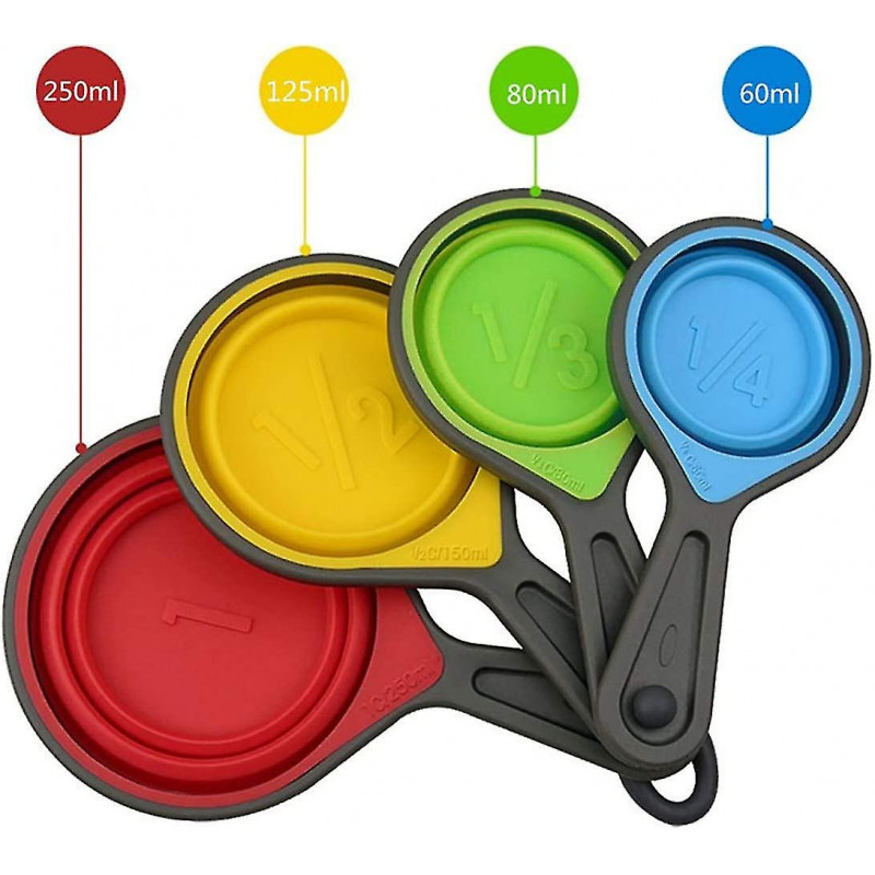 Collapsible Silicone Measuring Cups & Measuring Spoons - Set 8psc Silicone Mesuring Cup And Collapsible Spoon - [...]