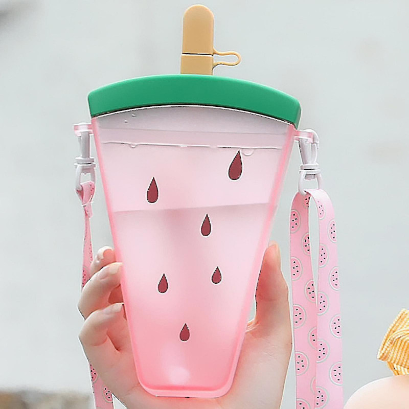 Cute Popsicle Water Cup Fruit Water Cup Portable Plastic Water Cup With Lanyard